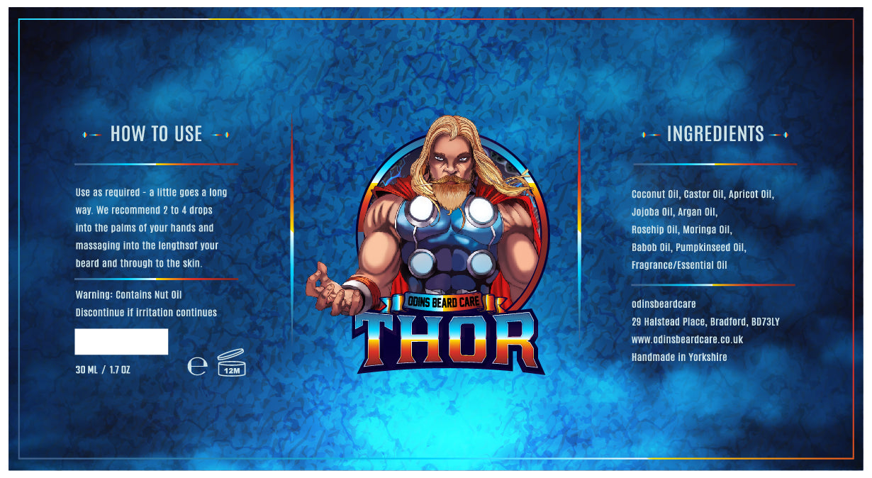 Thor Beard Oil - Grapefruit, Musk, Amber, Citrus Zest, Clove, Sandalwood, Sichuan Pepper, 30 ml