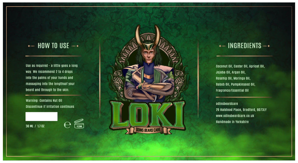 Loki Beard Oil - Oudh,  Patchouli, Rock rose, Musk, Incense and Amber, Driftwood 30 ml
